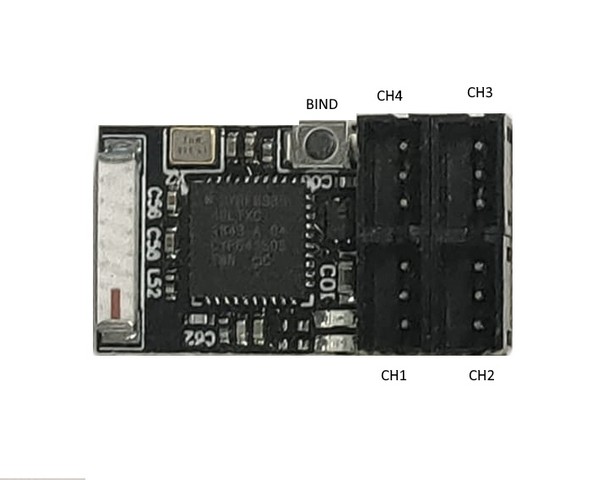 (immagine di) RC KEY Micro 2.4GHz FHSS-4 4 Channel receiver - Nano Antenna-Free (Sanwa compatible)